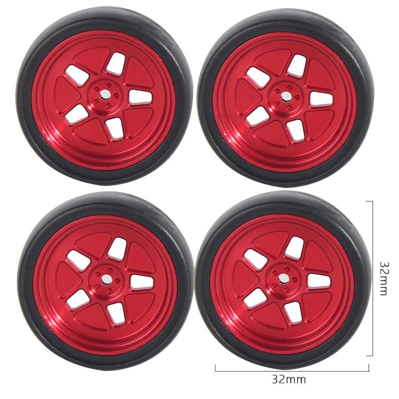 1/18 Drift Tires for LDRC RC Cars – 32×32mm Slicks, Metal Hubs, 4mm Hex (4PCS)