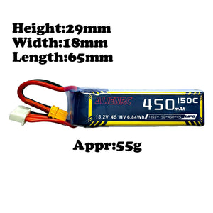 Alien 450mAh 4S 15.2V 150C XT30 Battery with XT30 Plug(Pack of 2) - Makerfire