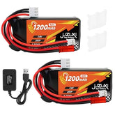 2Pcs 7.4V Lipo Battery 1200mAh 2S 40C Rechargeable Lithium Polymer Battery with XH & JST& PH2.0 Connector and Charger Compatible with FPV Racing Drone RC Car Boat Quadcopter Airplane RC Models