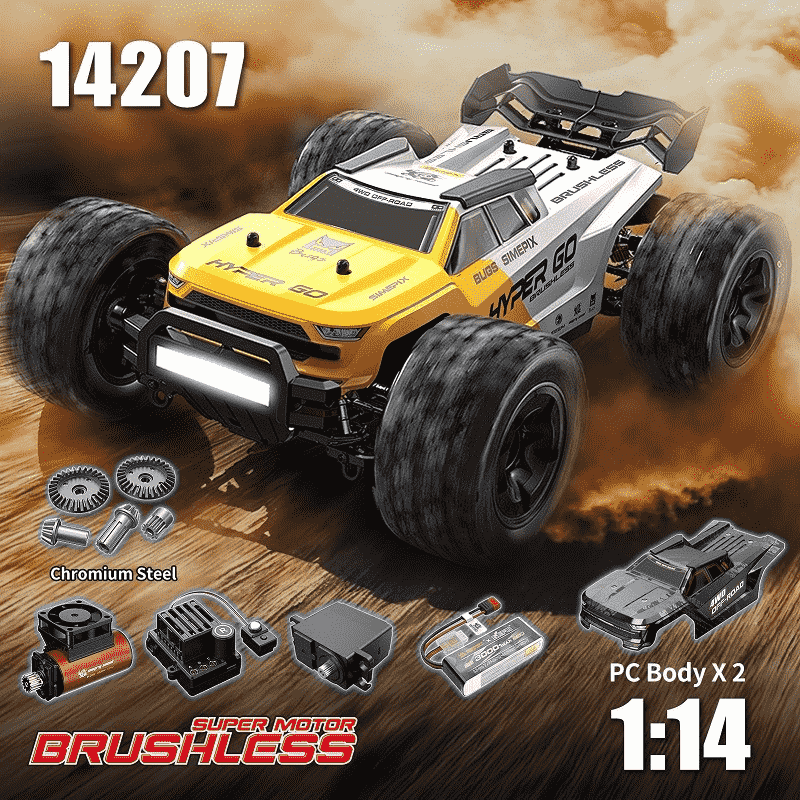 MJX Hyper Go 14207 Brushless 1/14 RC Car β 53km/h 4WD Off-Road Racing Truck with Extra Shell