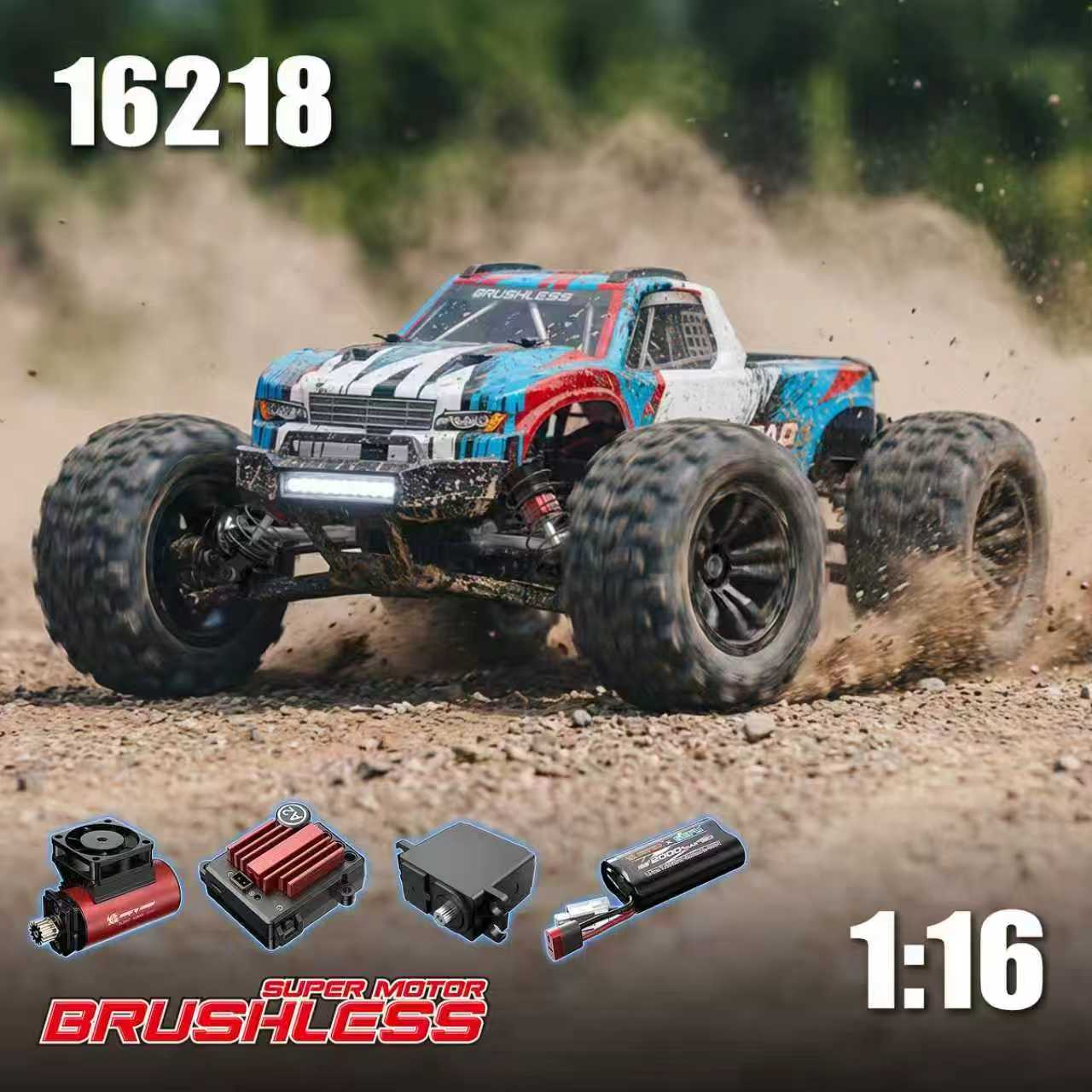 MJX Hyper Go 16218 1/16 4WD Brushless RC Monster Truck – 45KM/H High-Speed RTR Off-Road Truck