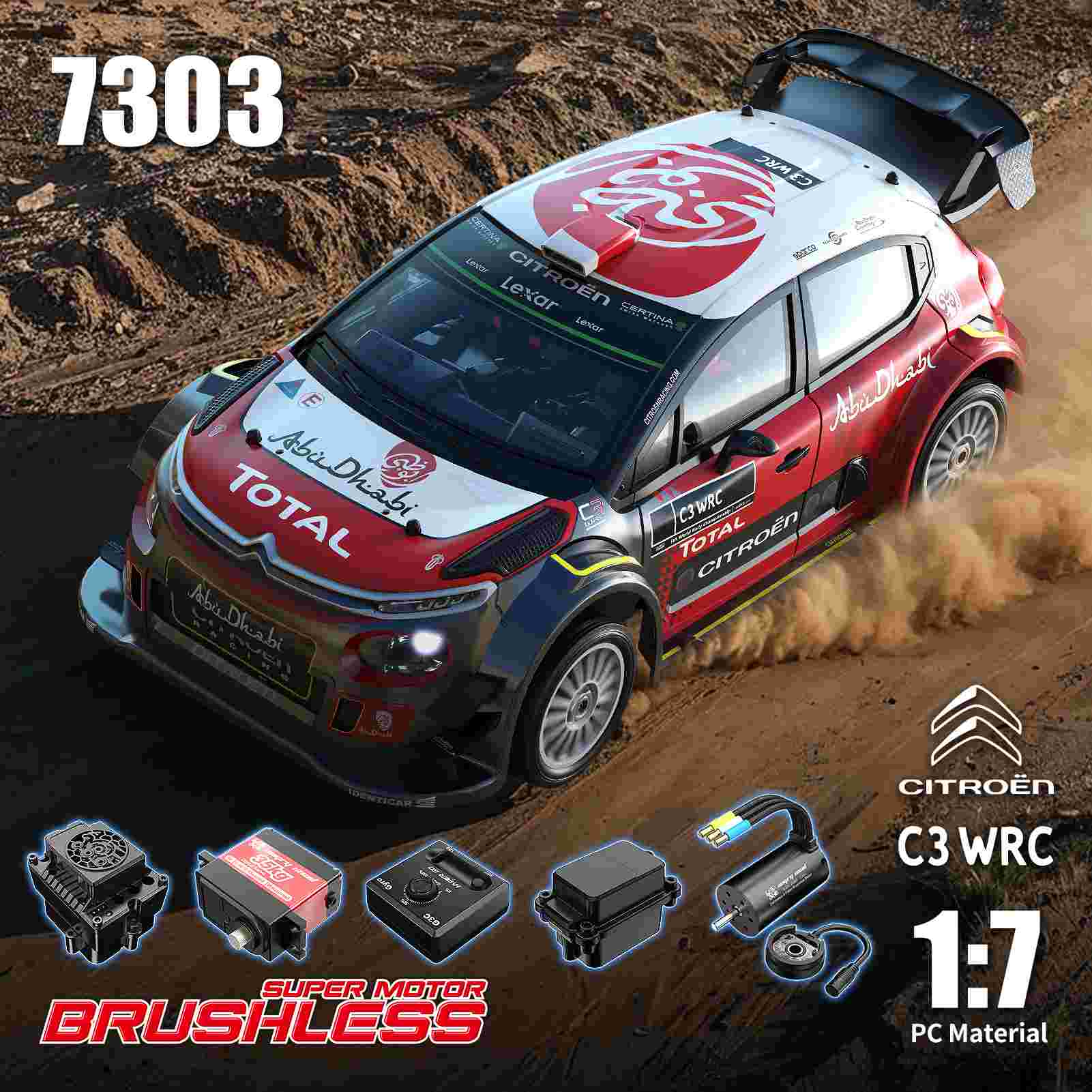 MJX Hyper Go 7303 WRC C3 1/7 Scale 60 KM/H Official Licensed Brushless RC Rally Car (Final Stable Version)
