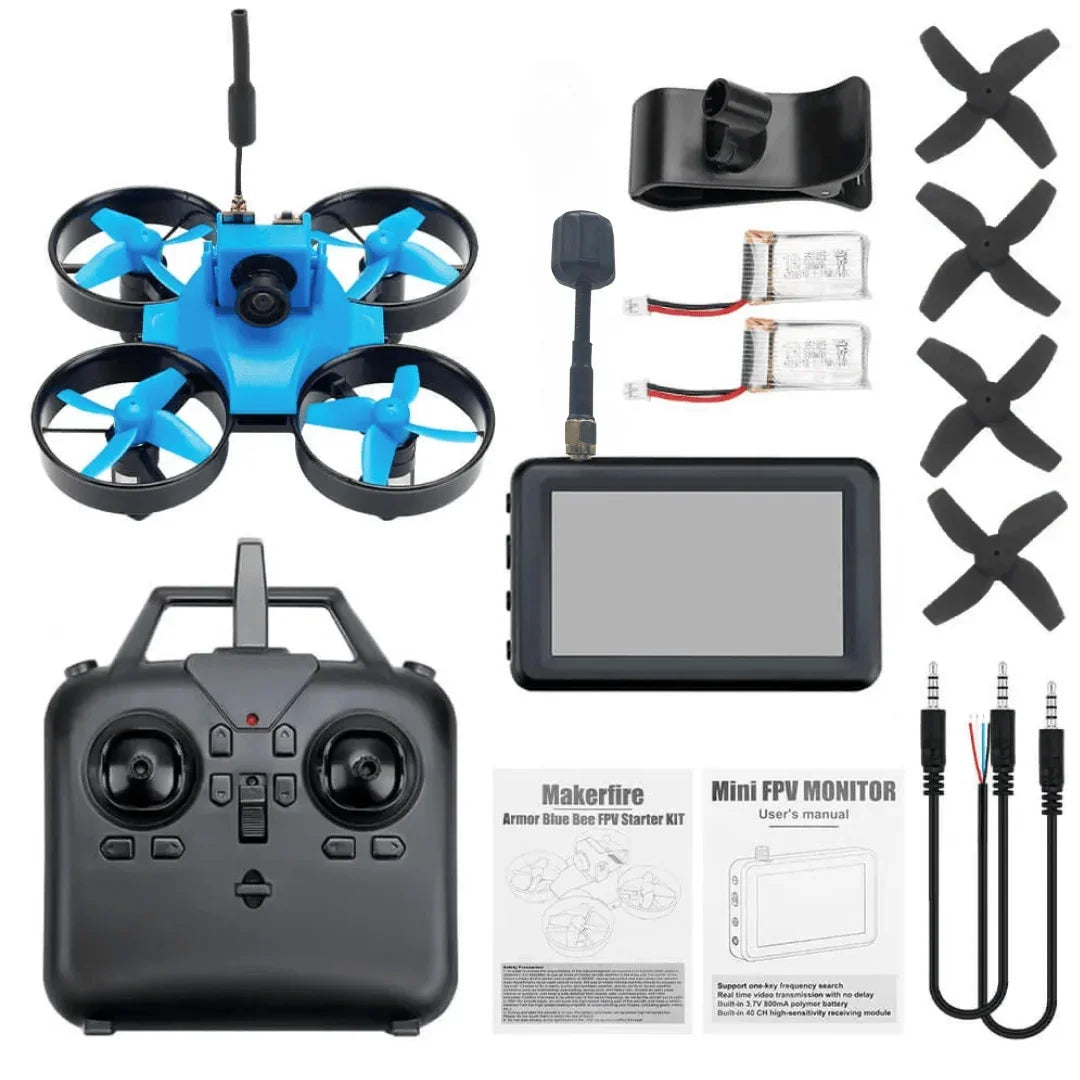 Makerfire Armor Blue Bee FPV Drone Kit - 2nd Gen 65mm Micro Racing Quadcopter with Upgraded Flight Control