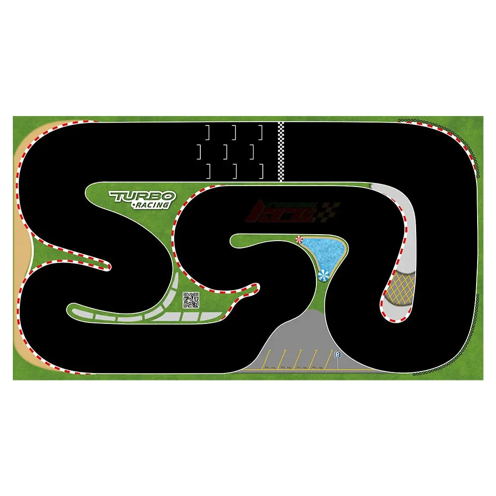 Turbo Racing Portable Rubber Mat 160x90cm 1:76 RC Mini Car Track Race for Table Racing - Makerfire