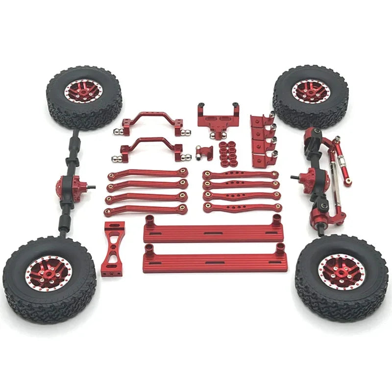 WPL 1/16 C64 Metal Upgrade Kit - Pedals, Rims, Tie Rods, Shock Mounts, Servo Bracket