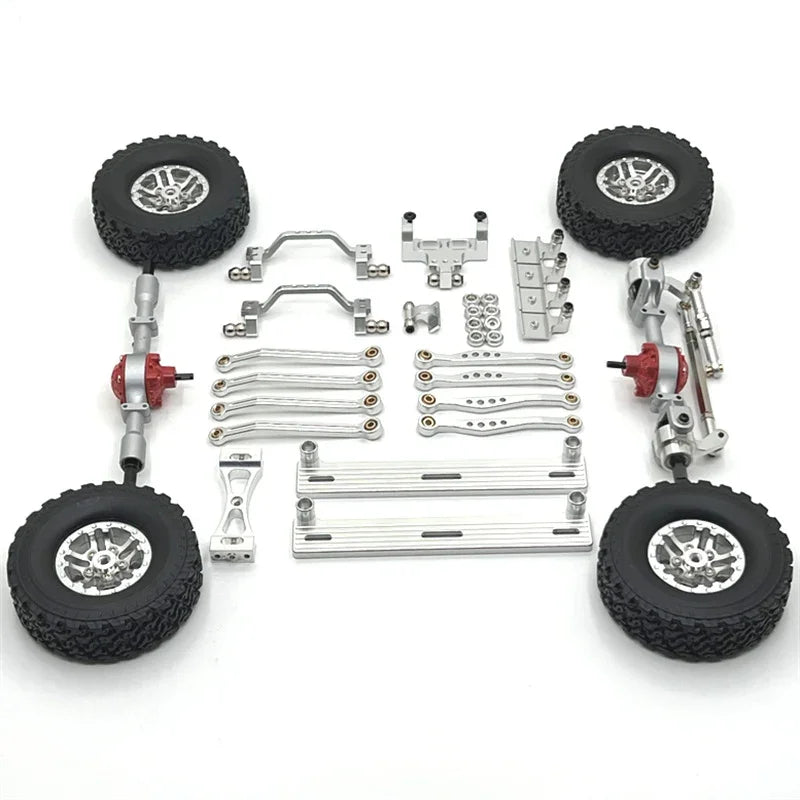 WPL 1/16 C64 Metal Upgrade Kit - Pedals, Rims, Tie Rods, Shock Mounts, Servo Bracket