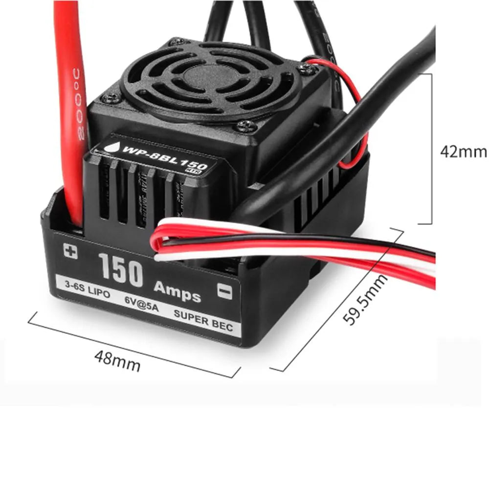 Hobbywing QuicRun-WP-8BL 150A Waterproof Sensorless Brushless ESC for 1/8th Trucks - Makerfire