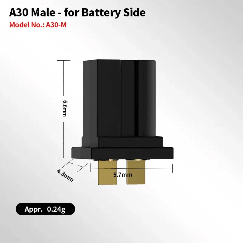 GAONENG/GNB A30 Male & Female Connector for FPV Whoops Quads LiPo Battery(Pack of 10) - Makerfire