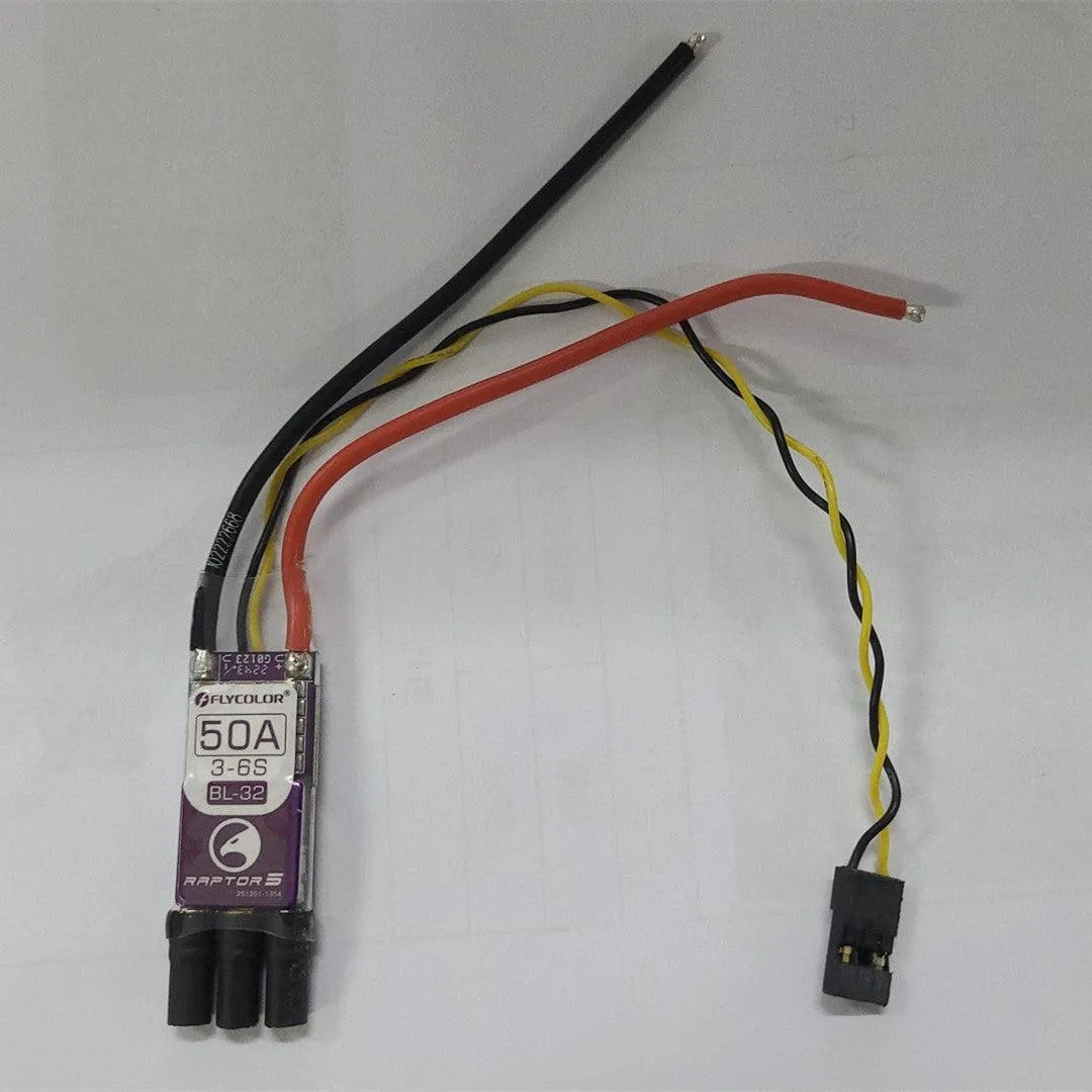 Flycolor Raptor 5 BLHeli-32 3-6S 50A ESC with 3.5mm Banana Female Head 40mm Length Cable - Makerfire