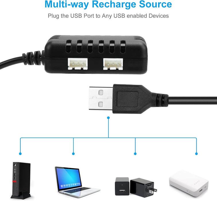 Crazepony 2-in-1 USB Balance Charger Cable 1A with XH-3P Connector Plug for 2S 7.4V LiPo Battery RC Car Boat Rock Crawler FPV Drone Quadcopter