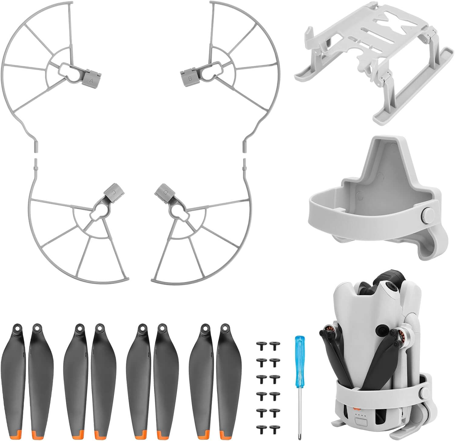 Mini 4 Pro Propeller Guard + Propellers + Landing Gear Leg Extensions + Propellers Holder Strap for DJI Mini 4 Pro Accessories