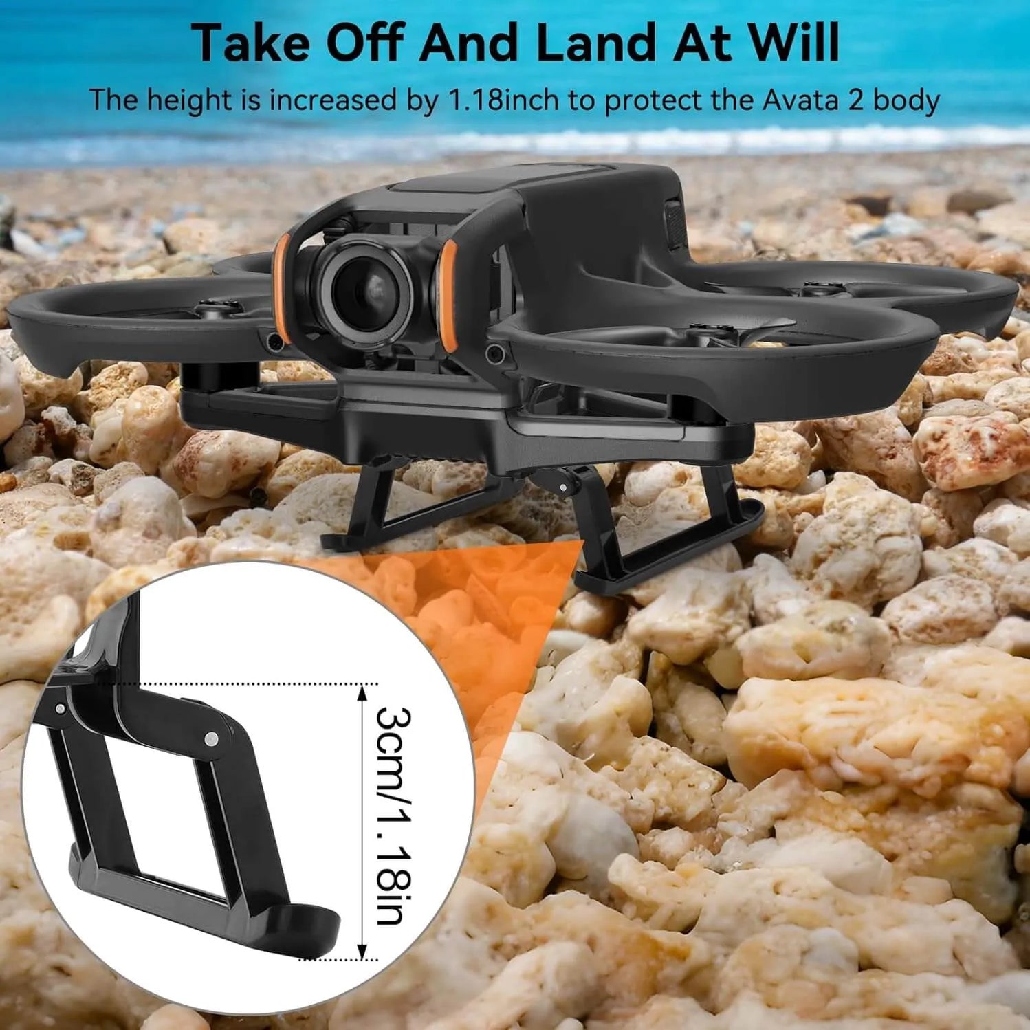 Landing Gear for DJI Avata 2, FPVERA Foldable Extended Landing Legs