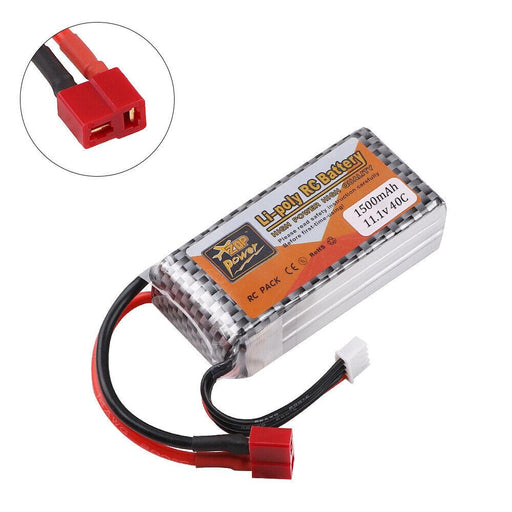 ZOP Power 1500mAh 11.1V 40C 3S LiPo Battery T Plug for RC Drone Airplane - Makerfire