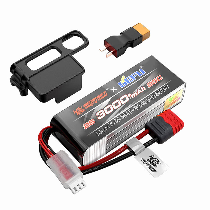 MJX 2S 7.4V 25c 3000mAh L I-PO Battery with T-plug for MJX 16208 16209 14209 14210 RC Car - Makerfire