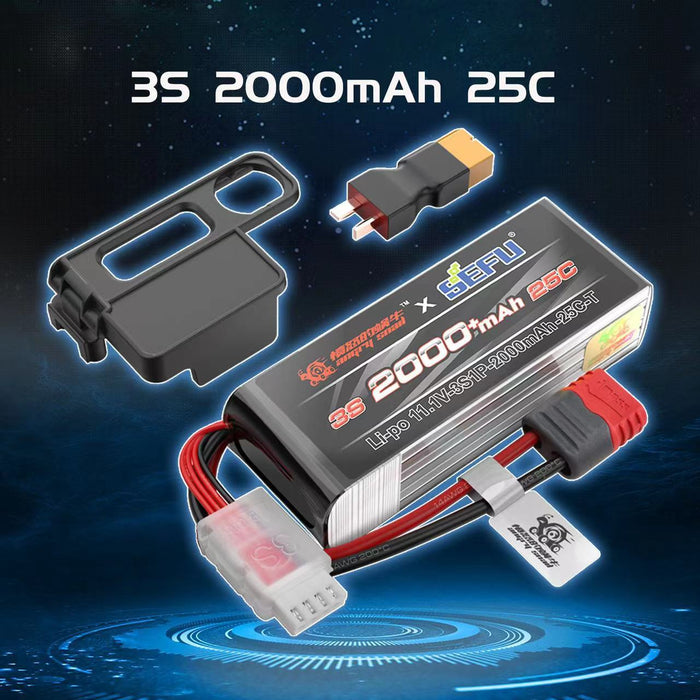 New Upgraded 3S Battery 11.1V 25C 2000mAh L I-PO Battery with T Plug for MJX 16208 16209 14209 14210 RC Car - Makerfire