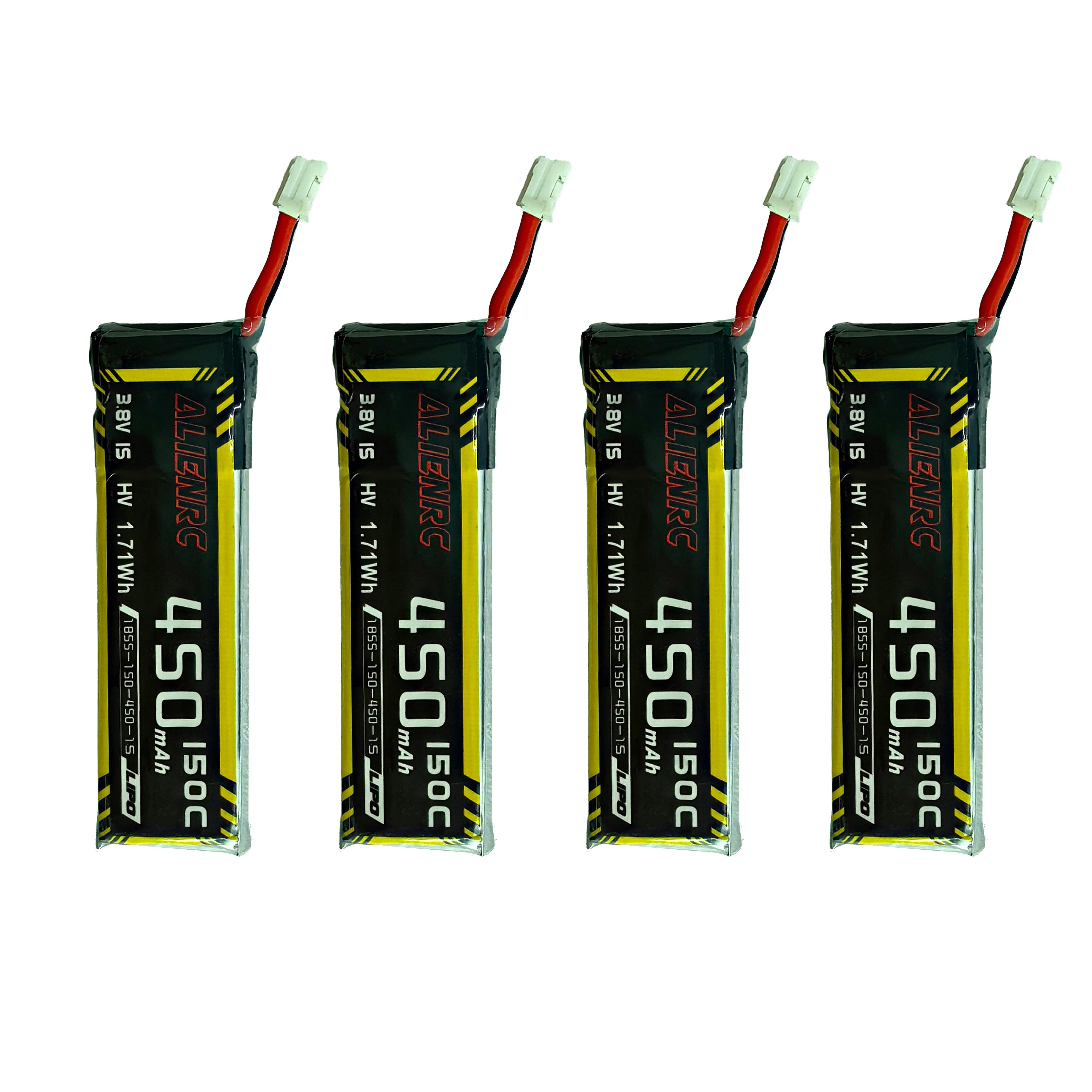 Alien 450mAh 1S 3.8V 150C Battery with PH2.0 Plug(Pack of 4) - Makerfire