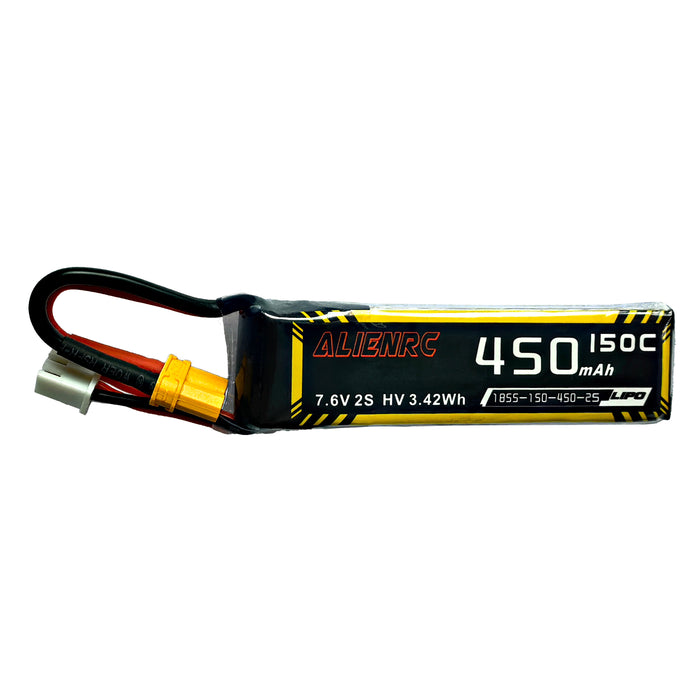Alien 450mAh 2S 7.6V 150C Battery with XT30 Plug(Pack of 2) - Makerfire