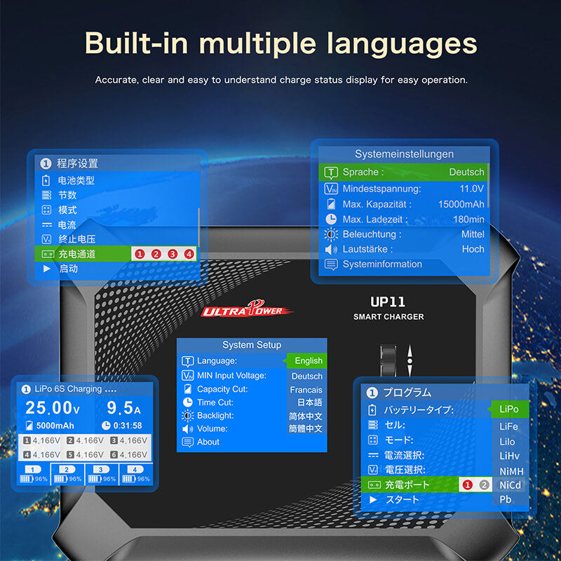 Ultra Power UP11 Balance Charger AC 240W DC 600W Smart Four Channel