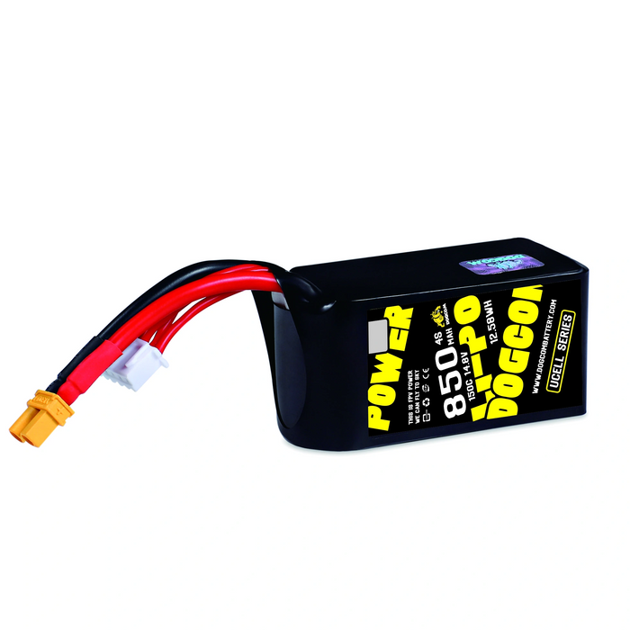 DOGCOM 850mAh 150C 4S 14.8V Battery UCELL Series XT30 Plug - Makerfire
