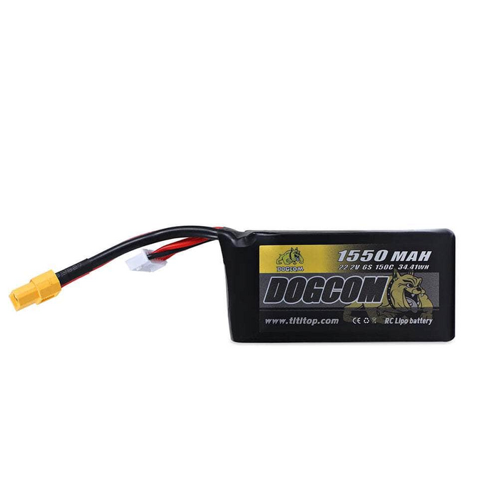 DOGCOM 22.2V 6S 1550mAh 150C Lipo Battery XT60 Plug - Makerfire