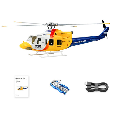 FLY WING Bell-412 V4 470 Class RC Helicopter – 2.4G 6CH Brushless Military Rescue RTF