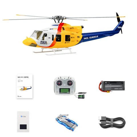 FLY WING Bell-412 V4 470 Class RC Helicopter – 2.4G 6CH Brushless Military Rescue RTF