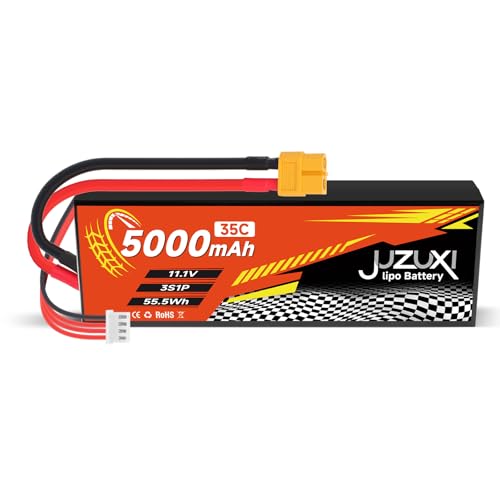 11.1V Lipo Battery 5000mAh 3S 35C Rechargeable Lithium Polymer Batteries with XH XT60 Connectors Compatible with Most 2WD 4WD RC Cars Truck Buggies