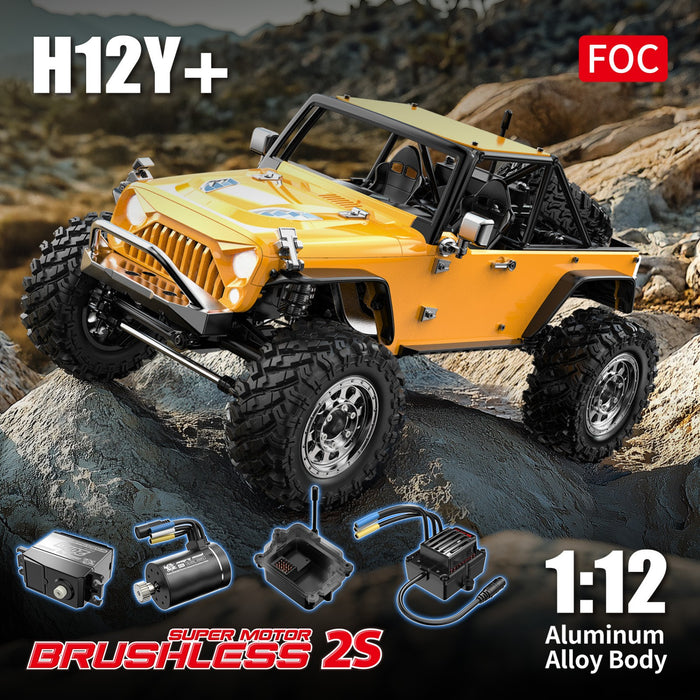 MJX Hyper Go H12Y+ 1/12 Scale RC Car High-Torque 3650 Brushless BLDC Motor Aluminum Shell, Yellow, Pre-Order