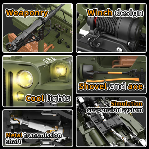 HG HG4-58 1/14 4WD RC Jeep – 2.4GHz Off-Road Truck with LED Lights, Sound & Winch