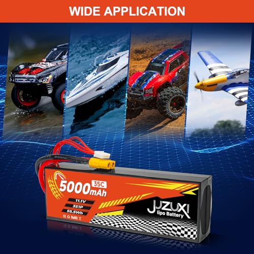 11.1V Lipo Battery 5000mAh 3S 35C Rechargeable Lithium Polymer Batteries with XH XT60 Connectors Compatible with Most 2WD 4WD RC Cars Truck Buggies