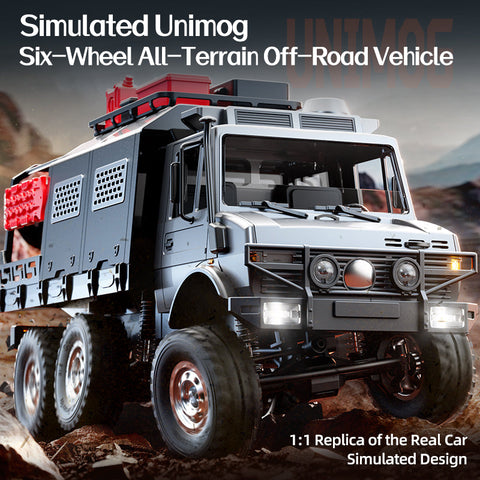 JJRC C8823C 1/18 6x6 RC Rock Crawler – 2.4GHz Unimog Off-Road Truck with 2-Speed Transmission & Waterproof ESC