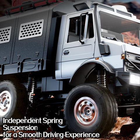 JJRC C8823C 1/18 6x6 RC Rock Crawler – 2.4GHz Unimog Off-Road Truck with 2-Speed Transmission & Waterproof ESC