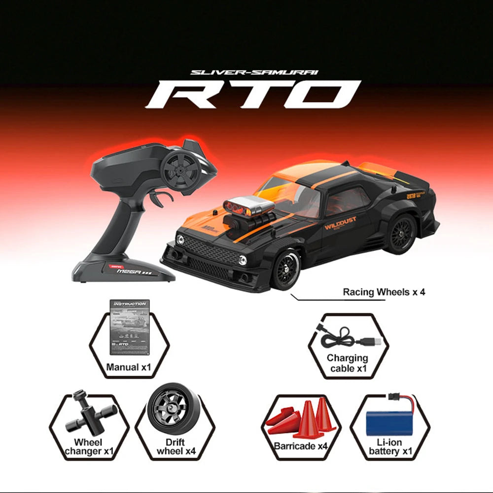 KAMTOM DC163A 1/16 4WD Drift RC Car, 50 km/h, Esp Gyro, LED -Leuchten