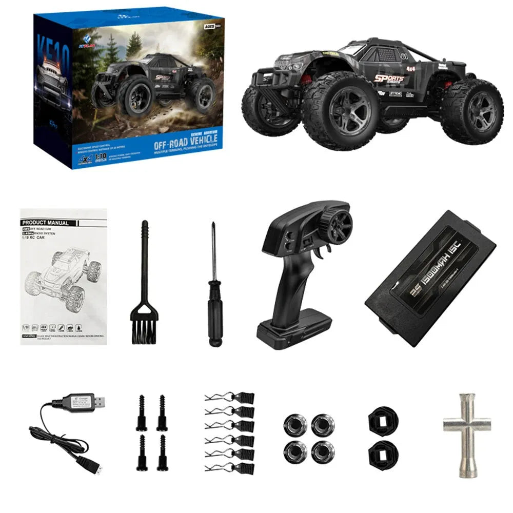 KFPLAN KF10 1/10 4WD RC Off-Road Truck – 40km/h, LED Lights, High-Speed, RTR