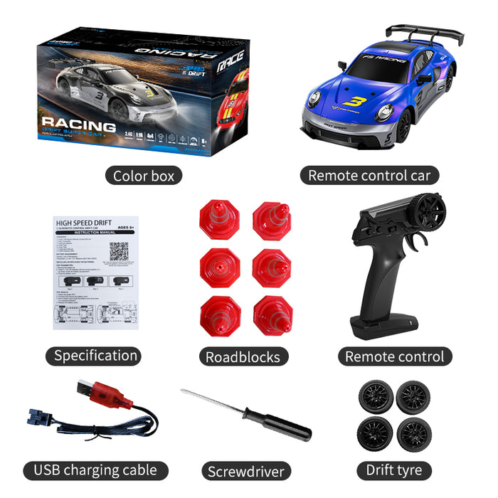 KFPLAN KF28 1/16 SCALE 4WD Drift Car me guaskë PVC me tension të lartë dhe bateri 800mAh