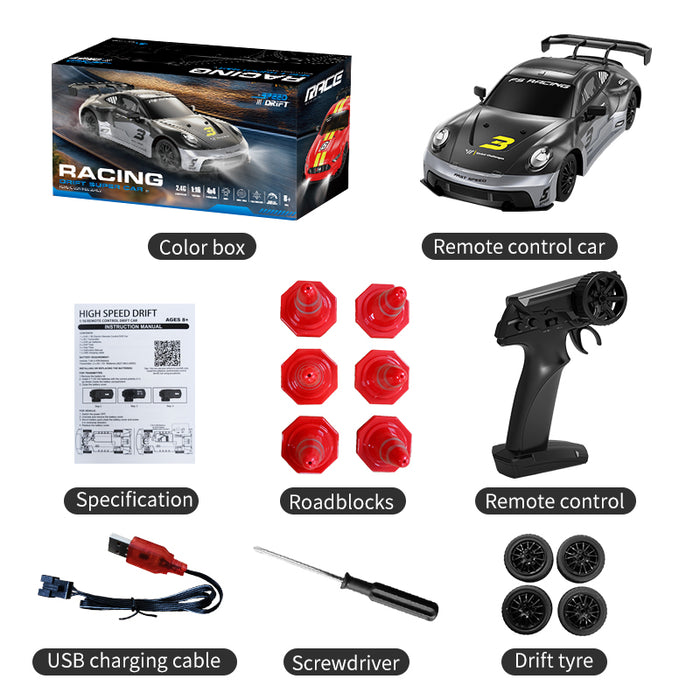 KFPLAN KF28 1/16 SCALE 4WD Drift Car me guaskë PVC me tension të lartë dhe bateri 800mAh