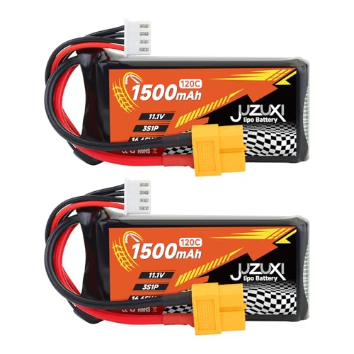 2Pcs 11.1V Lipo Battery 1500mAh 3S 120C Rechargeable Lithium Polymer Battery with XH & XT60 Connector Compatible with FPV Racing Drone RC Car RC Boat Quadcopter Helicopter Airplane RC Models