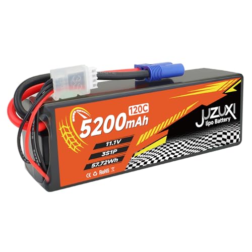 2Pcs 11.1V Lipo Battery 5200mAh 3S 120C Rechargeable Lithium Polymer Battery with XH & EC5 Connector Compatible with RC Car RC Boat Quadcopter Helicopter Airplane RC Models