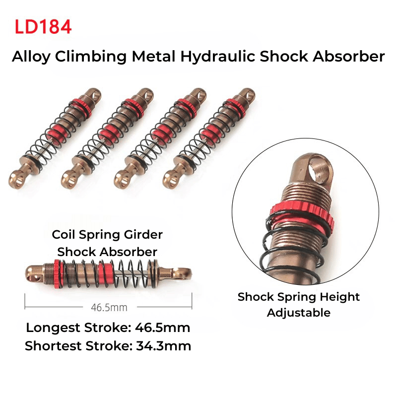 LDRC 1/18 RC Car Metal Oil-Filled Shock Absorber Set - for 18499 / 18401