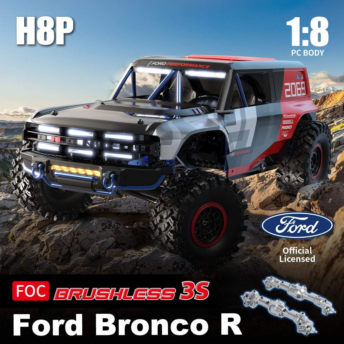 MJX Hyper Go H8P 1/8 RC Car Ford Bronco Baja 1000 R Official Licensed