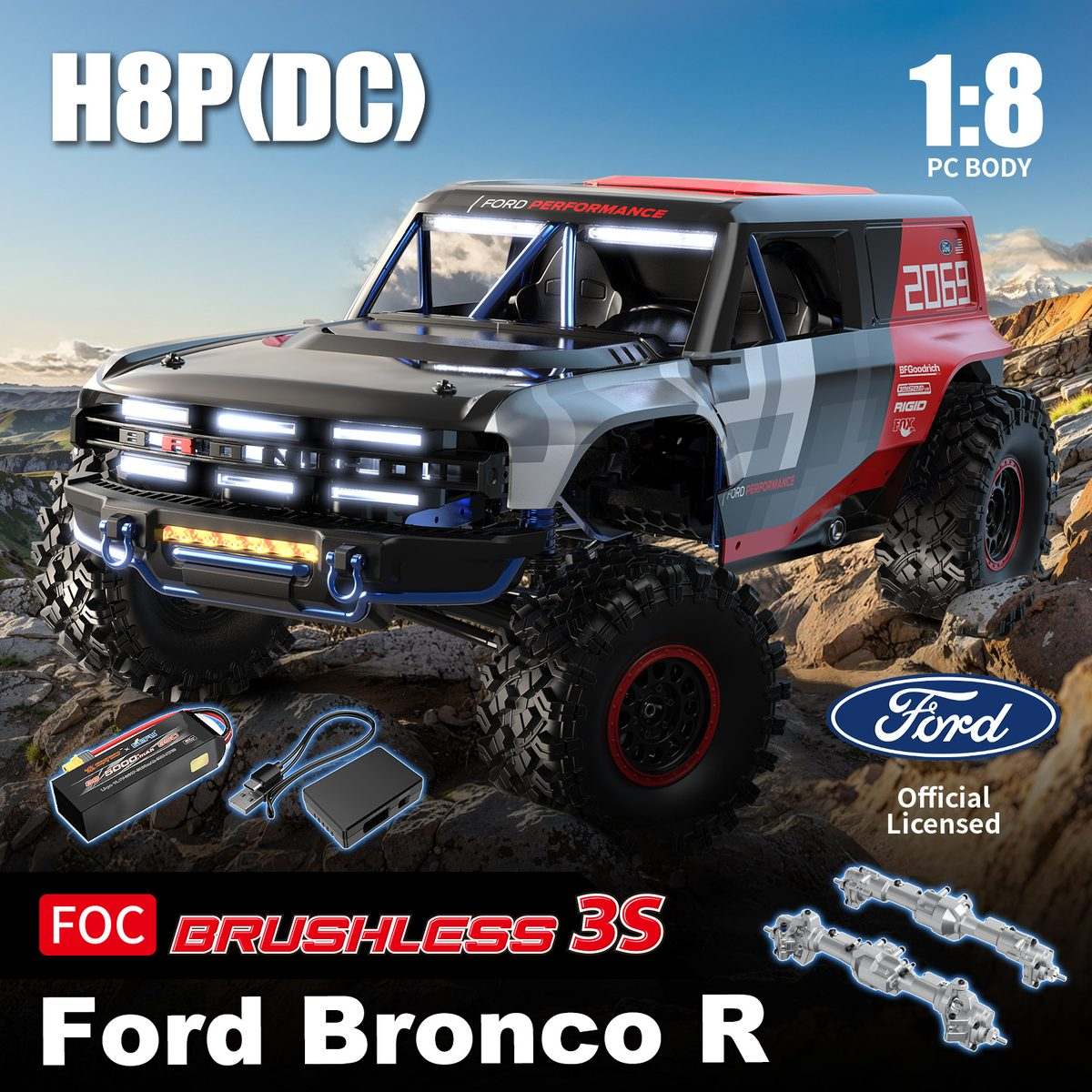MJX Hyper Go H8P 1/8 RC Car Ford Bronco Baja 1000 R Official Licensed