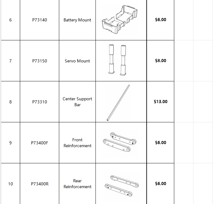 MJX Hyper Go 7303 RC Car Original Full Spare Parts Set