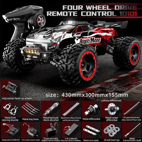 SCY 10101 1/10 Scale 4WD RC Monster Truck – 2,4 GHz-es, nagy sebességű, terepjáró RTR autó (csiszolt motor)