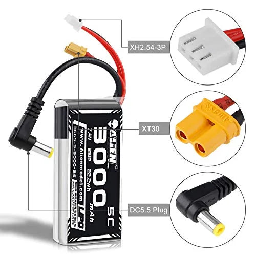 fpv goggle battery 3000mAh 2S LiPo Battery 7.4V with XT30/DC5.5 DJI Goggles Skyzone 04O – Makerfire