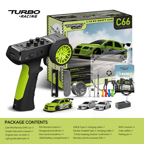 Turbo Racing C66 1/76 Mini RC Drift Car with Gyro – RTR Micro Remote Control Vehicle