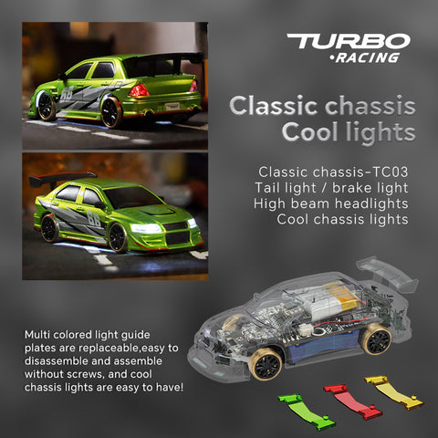 Turbo Racing C66 1/76 Mini RC Drift Car with Gyro – RTR Micro Remote Control Vehicle