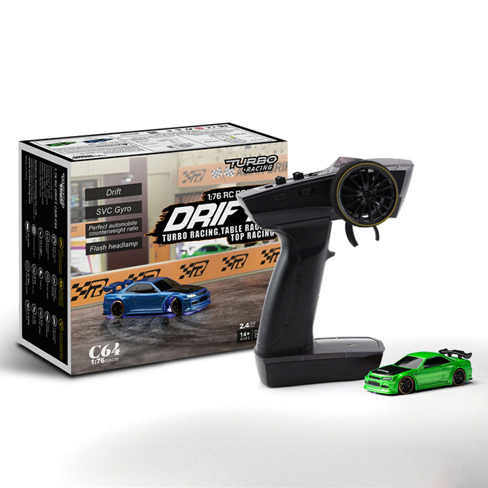 Turbo Racing C64 RC Drift Vehicle 1:76 RC Mini Full Scale Remote Control Car Built-in Gyroscope - Makerfire