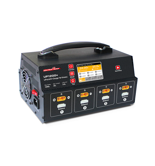 Ultra Power UP1200+ 1200W 25A 8 Channel 2-6S Lipo/LiHV Fast Battery Balance Charger with Display Screen - Makerfire