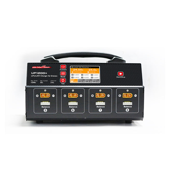 Ultra Power UP1200+ 1200W 25A 8 Channel 2-6S Lipo/LiHV Fast Battery Balance Charger with Display Screen - Makerfire
