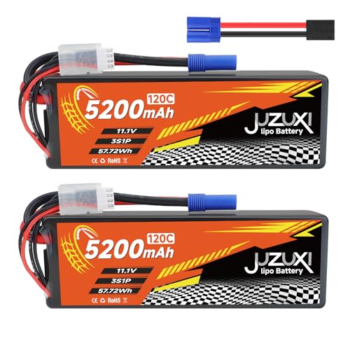 2Pcs 11.1V Lipo Battery 5200mAh 3S 120C Rechargeable Lithium Polymer Battery with XH & EC5 Connector Compatible with RC Car RC Boat Quadcopter Helicopter Airplane RC Models